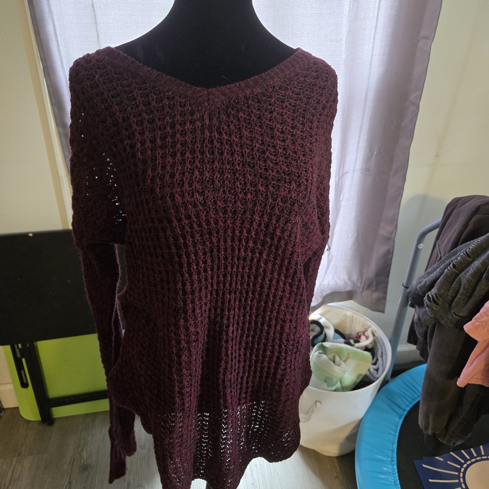 Joe Boxer Red V-Neck Sweater with Chunky Knit